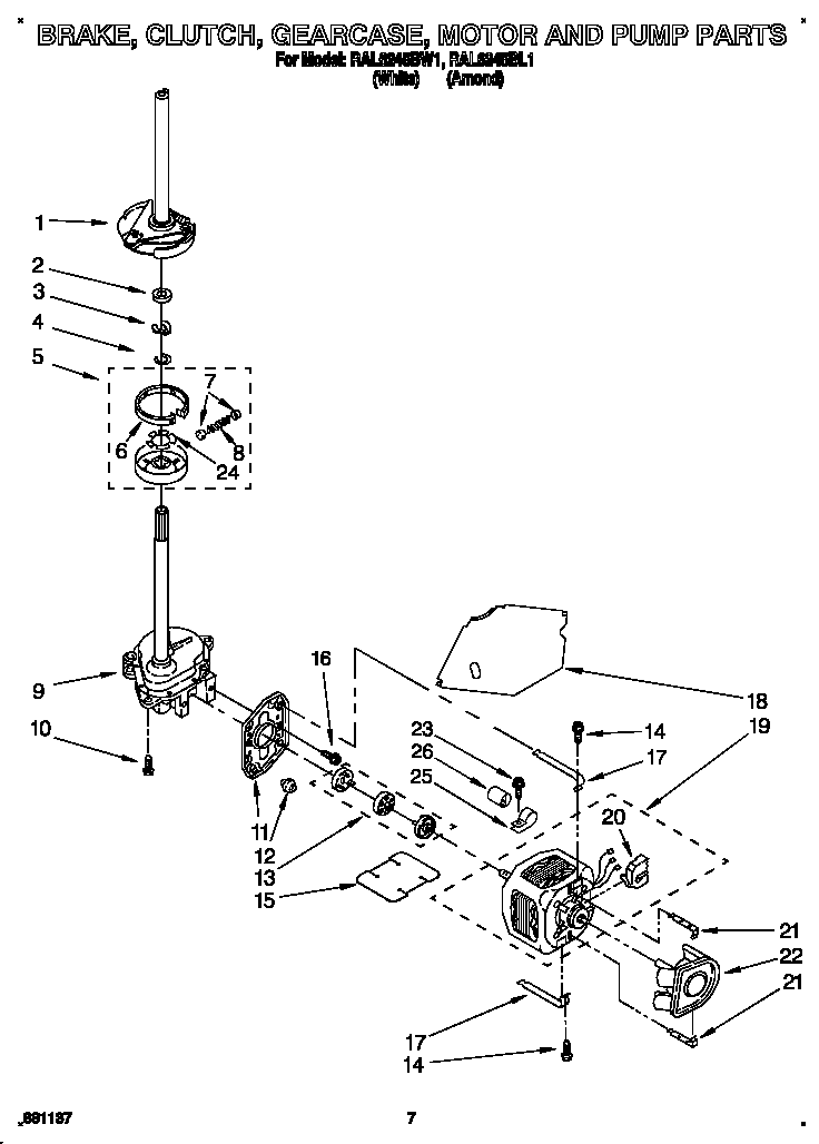 Brake, clutch, gearcase, motor and pump