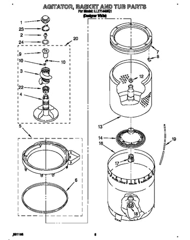 Agitator, basket and tub