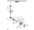 Whirlpool LLT7144BQ1 brake, clutch, gearcase, motor and pump diagram