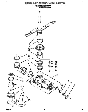 Pump and spray arm