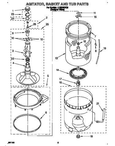 Agitator, basket and tub