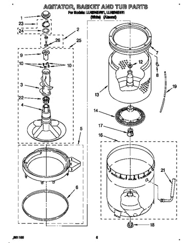 Agitator, basket and tub