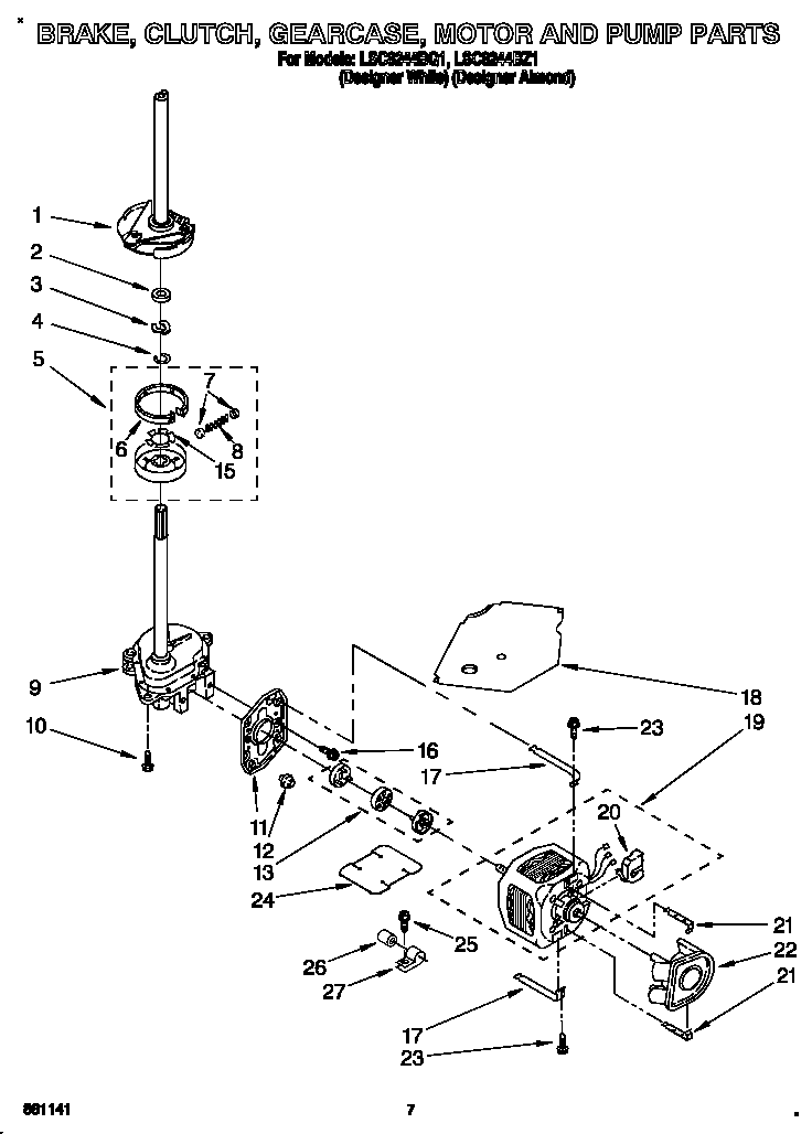 BRAKE, CLUTCH, GEARCASE, MOTOR AND PUMP