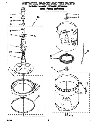 Agitator, basket and tub