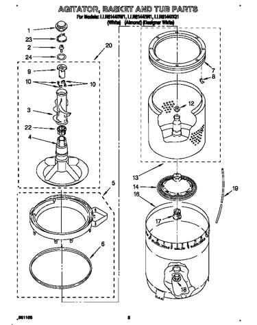Agitator, basket and tub
