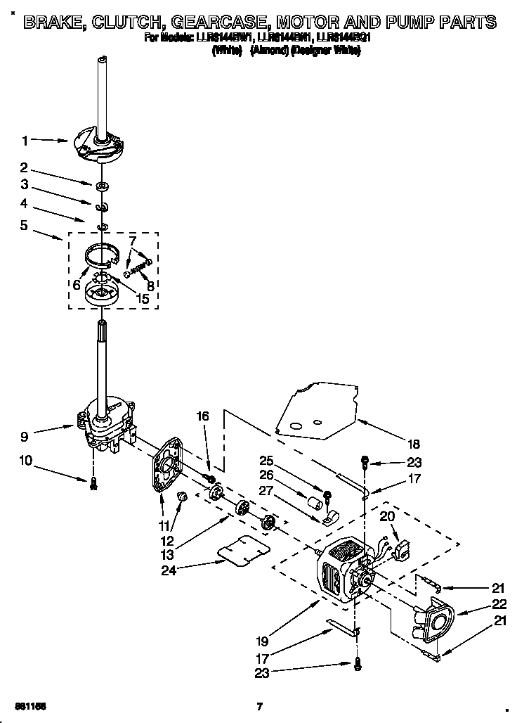 Brake, clutch, gearcase, motor and pump