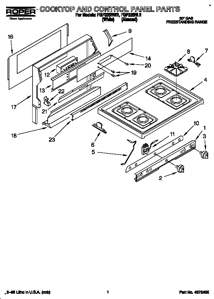 Cooktop and control panel