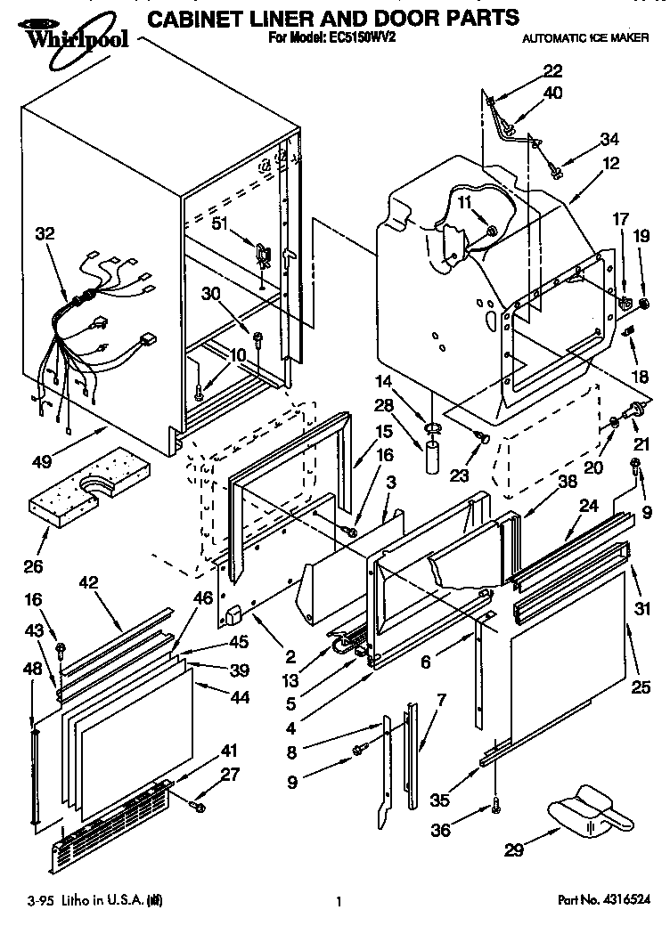Cabinet liner and door