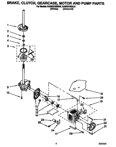 Brake, clutch, gearcase, motor and pump