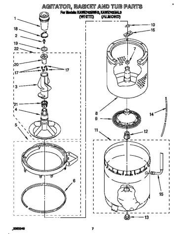 Agitator, basket and tub
