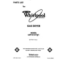 Whirlpool LG9101XTN1 front cover diagram
