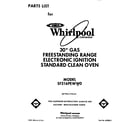 Whirlpool SF316PEWW0 front cover diagram