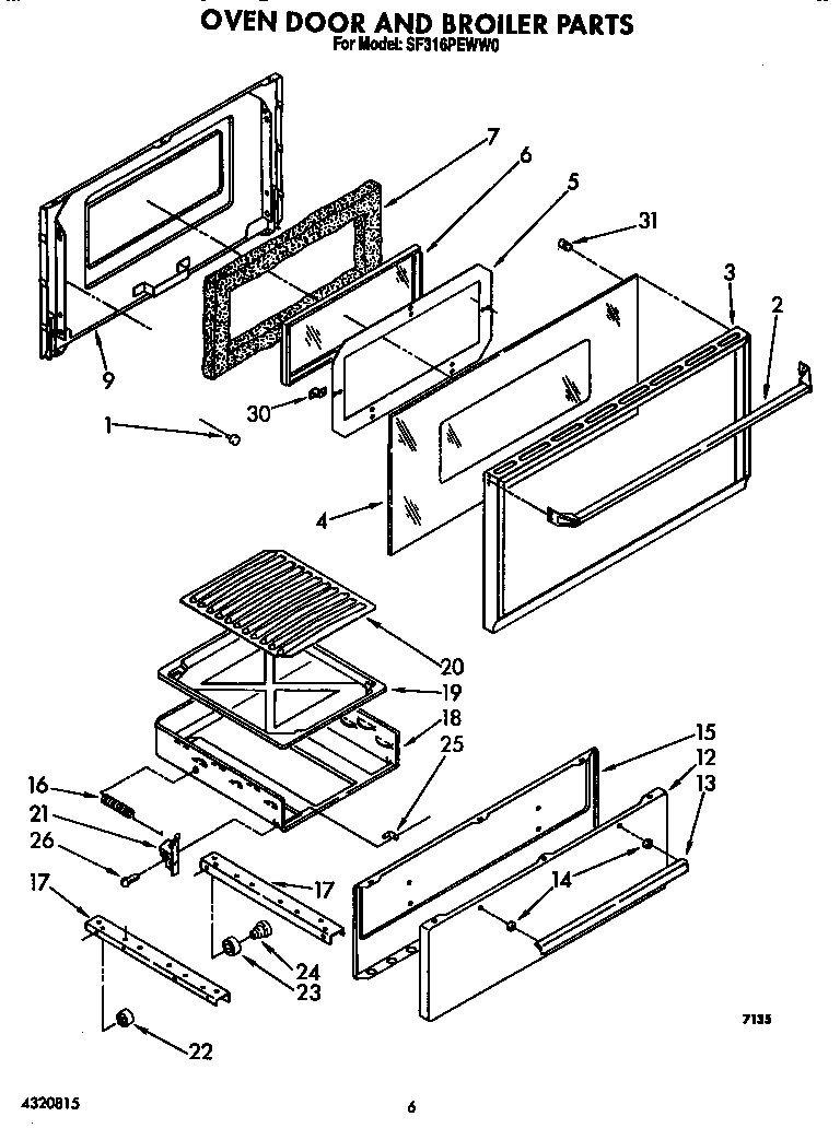 Oven door and broiler