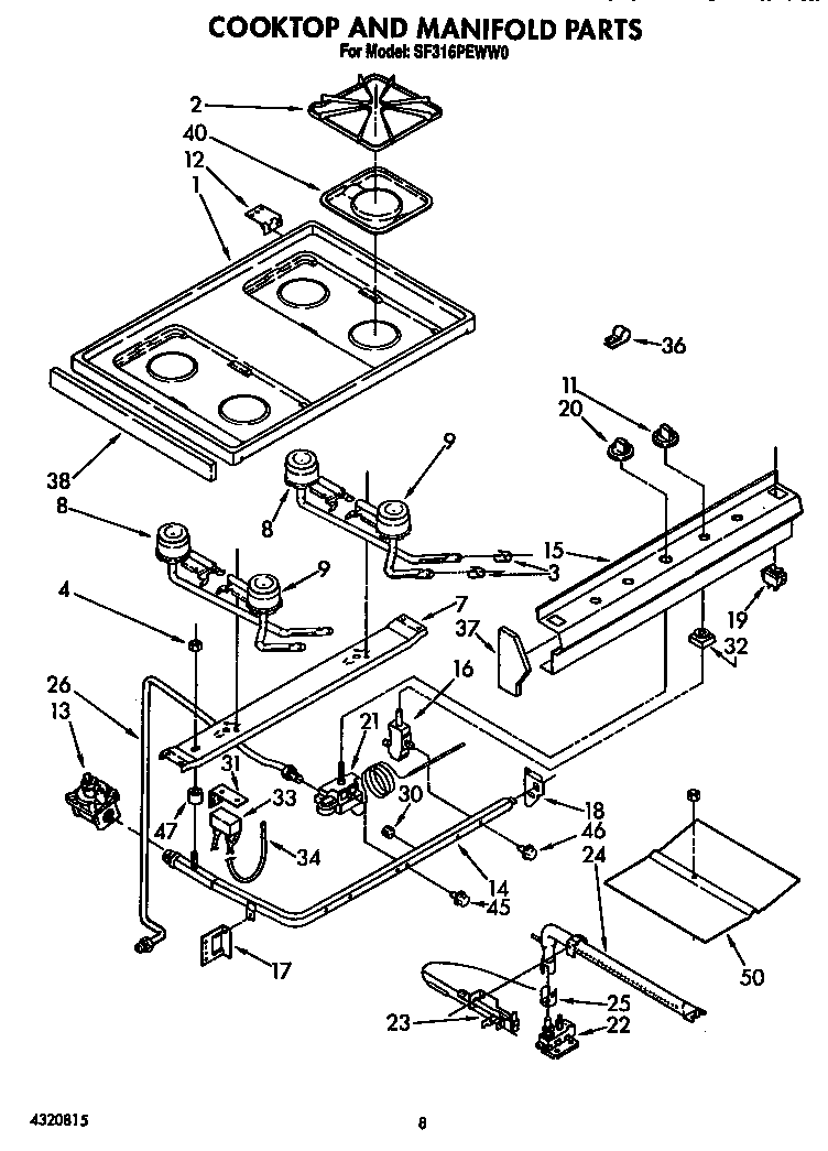Cook top and manifold