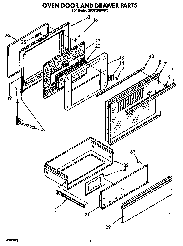 OVEN DOOR AND DRAWER