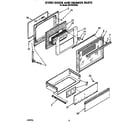 Whirlpool SF376PEWW0 oven door and drawer diagram