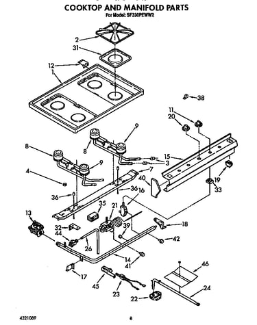 Cooktop and manifold