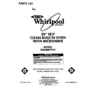 Whirlpool RM288PXV4 front cover diagram