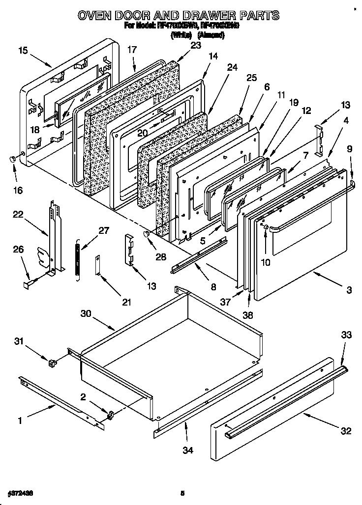 Oven door and drawer