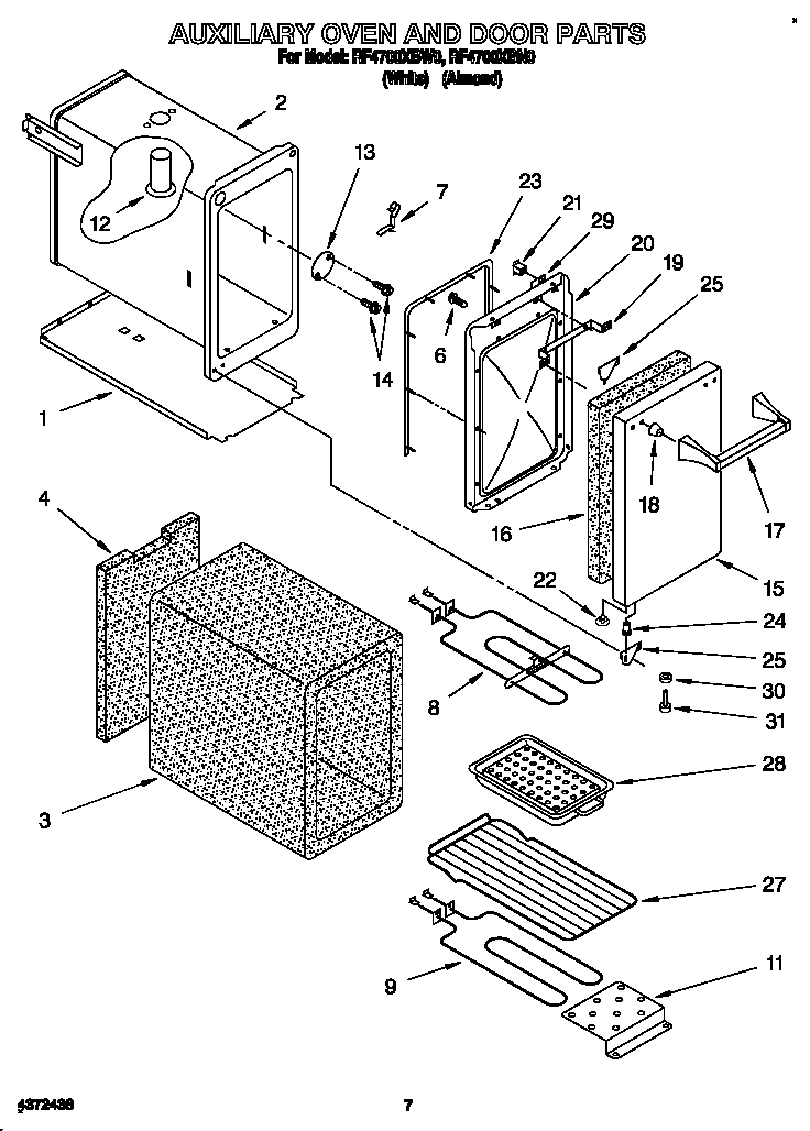 Auxiliary oven and door