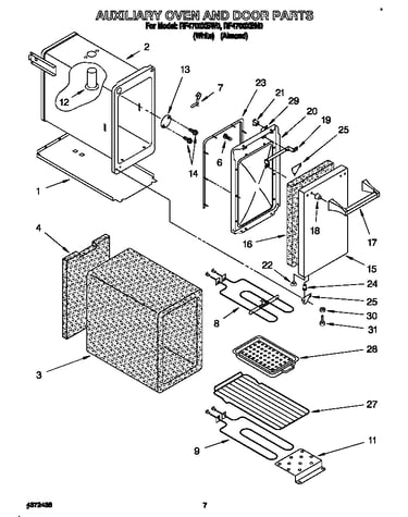 Auxiliary oven and door