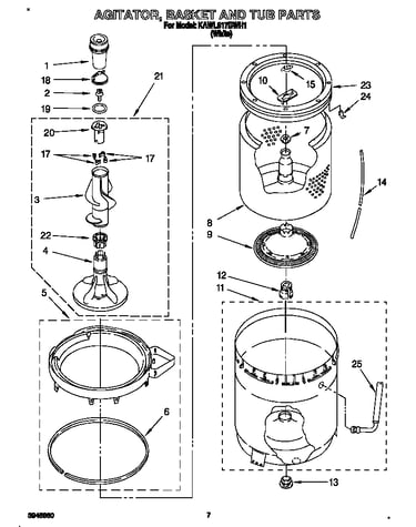 Agitator, basket and tub