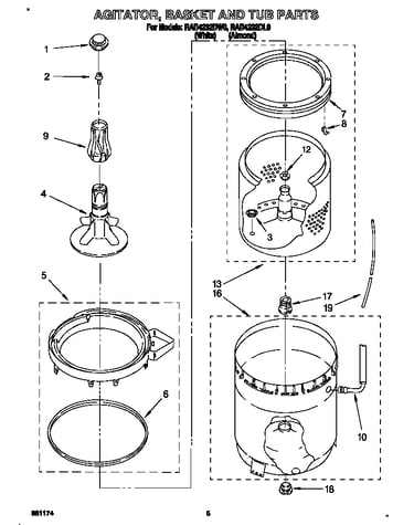 Agitator, basket and tub
