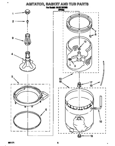 Agitator, basket and tub