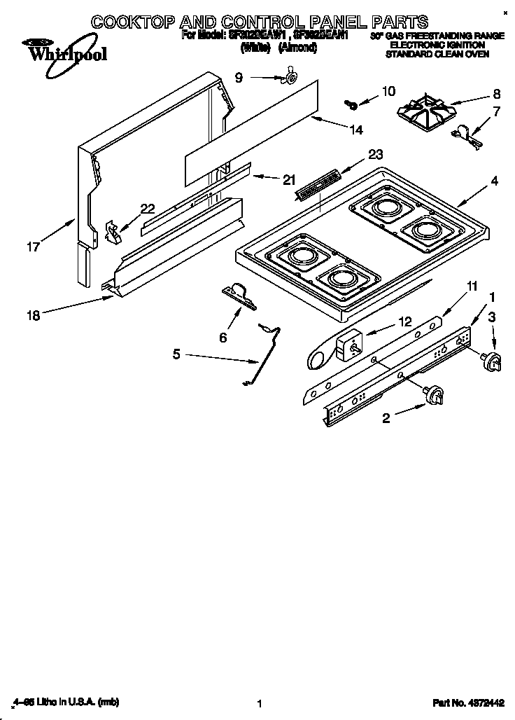 COOKTOP AND CONTROL PANEL