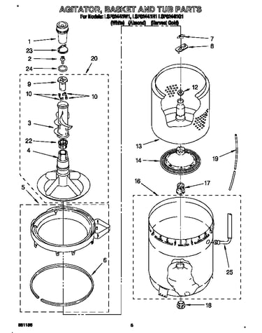 Agitator, basket and tub