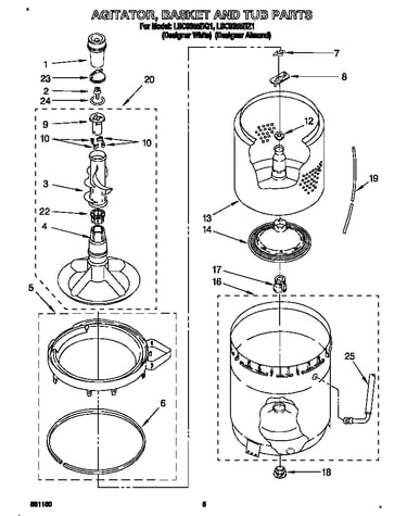 Agitator, basket and tub