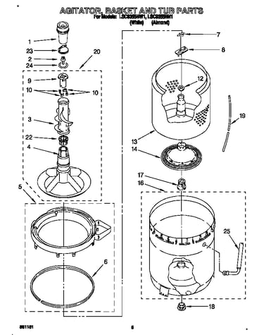 Agitator, basket and tub