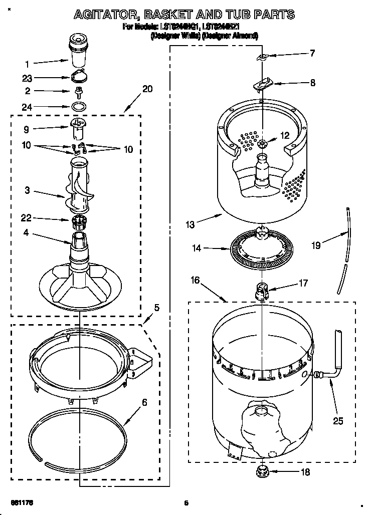 Agitator, basket and tub