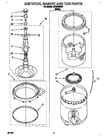 Agitator, basket and tub