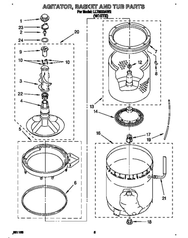 Agitator, basket and tub