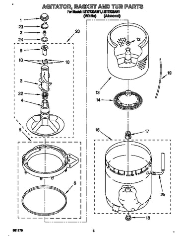 Agitator, basket and tub