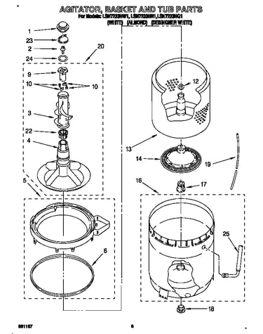 Agitator, basket and tub