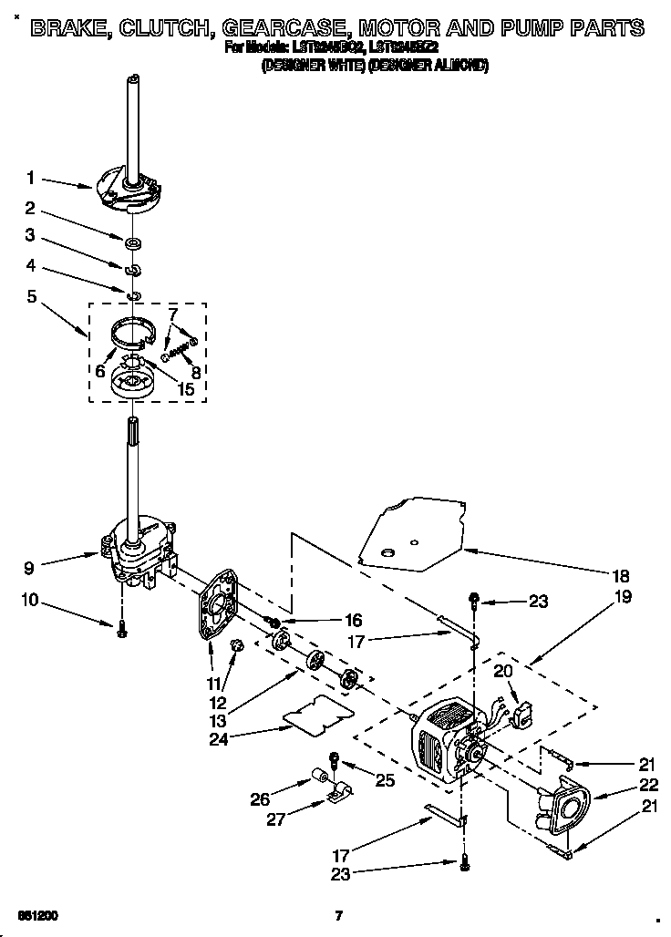 Brake, clutch, gearcase, motor and pump