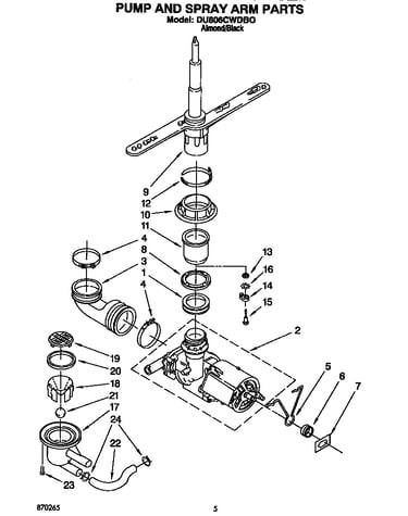 Pump and spray arm