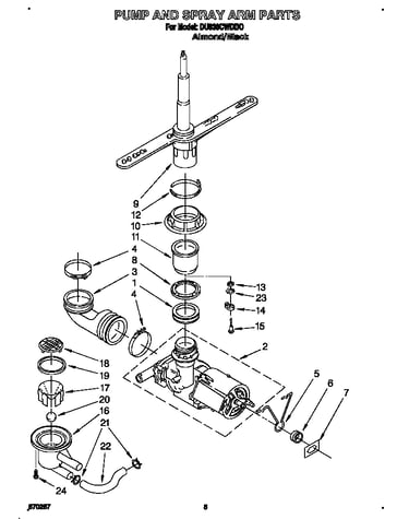 Pump and spray arm