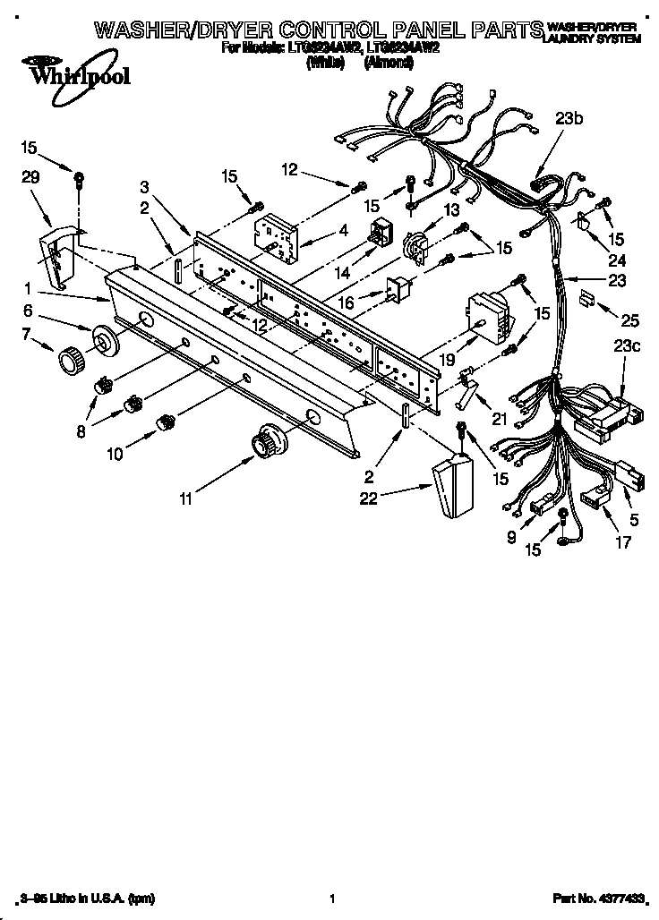 WASHER/DRYER CONTROL PANEL