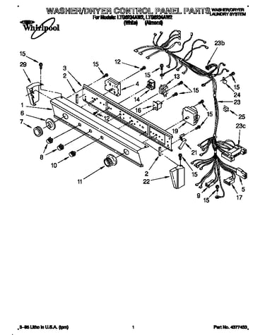 Washer/dryer control panel