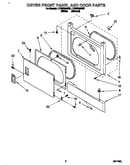 Dryer front panel and door