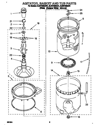 Agitator, basket and tub