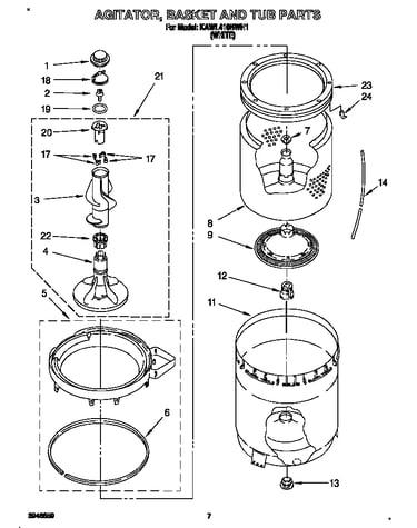 Agitator, basket and tub