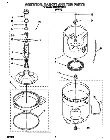 Agitator, basket and tub