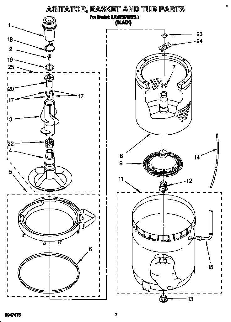 AGITATOR, BASKET AND TUB