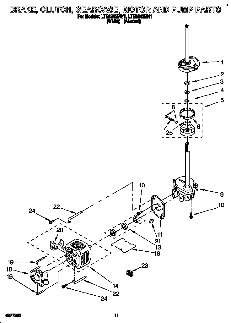 Brake, clutch, gearcase, motor and pump