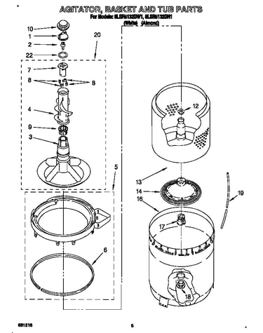 Agitator, basket and tub