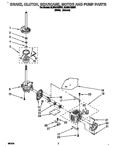 Brake, clutch, gearcase, motor and pump